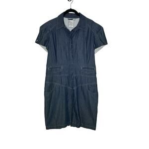 Sportsmax Code Womens Denim Dress 12 Pockets Minimalist Quiet Luxury Blue